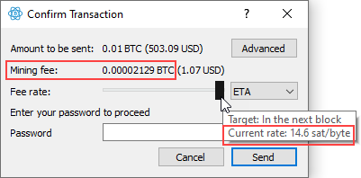 Electrum high fee