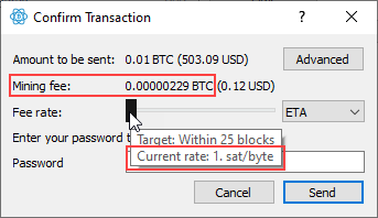 Electrum minimum fee